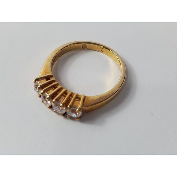 🛍️ 3/$25 Vintage Gold-tone 4 Cubic Zirconia Stones Signed Korea Size 5.5 - Picture 5 of 6